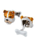Sterling Silver and Enamel Dog Face Cuff Links