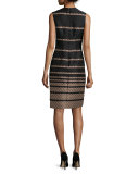 Sleeveless Jacquard Sheath Dress 