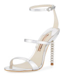 Rosalind Crystal-Heel Leather Sandal, Silver