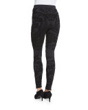 Baroque Velvet Devore Moto Leggings, Black