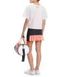 Perforated Boxy Short-Sleeve Sport Tee, White