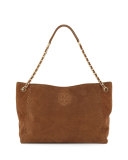 Marion Slouchy Suede Chain Tote Bag, River Rock