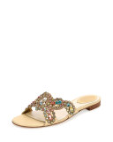 Strass Crisscross Flat Slide Sandal, Shara