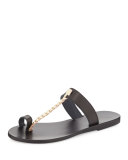 Melpomeni Toe-Ring Sandal, Black/Gold