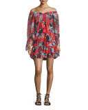 Howard 3/4-Sleeve Tiered Dress, Cabo Floral Rouge