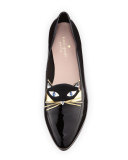 cecilia patent cat loafer flat, black/gold/white