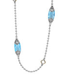 Caviar Color Blue Topaz Station Necklace