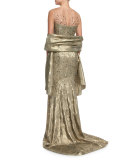 Grooved Lamé Wrap, Gold/Multi