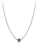 Petite Pave Necklace with Pink Sapphires
