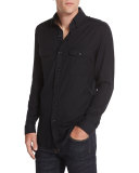 Washed Cotton-Cashmere Sport Shirt, Black