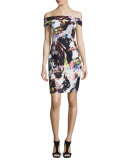Off-the-Shoulder Floral Sheath Dress, Vision Quest