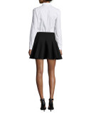 Pleated Fit-&-Flare Skirt, Black