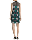 Esme Lace Illusion Shift Dress, Blue/Black