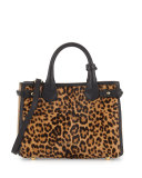 Animal-Print Calf Hair Small Satchel Bag, Camel