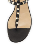 Rockstud Leather Gladiator Sandal, Black