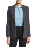 Wool-Blend Two-Button Blazer, Charcoal