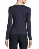 Scoop-Neck Long-Sleeve Tee, Indigo Blue