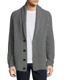Ribbed Wool-Blend Cardigan
