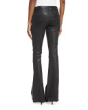 Leather Flare Pants, Black