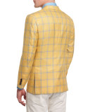 Plaid Two-Button Cashmere-Silk Sport Coat, Yellow/Blue