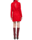 Tiger-Print Embellished Blouson Jacket, Red