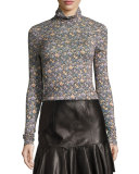 Lavish Floral Turtleneck Top