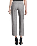 Cropped Tweed Wide-Leg Pants, Gray
