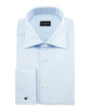 Textured Solid French-Cuff Dress Shirt, Blue