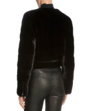 Mink Fur Cropped Jacket, Black