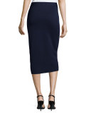 Silk Organic Cotton Interlock Pencil Skirt, Midnight 