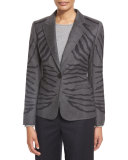 Zebra-Jacquard One-Button Jacket, Flannel