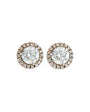 18K White Gold Diamond Stud Earrings with Pave Diamond Halo, 1.0ct G-H/SI1