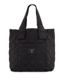 Quilted Nylon Knot Tote Bag, Black