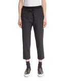 Drawstring Cropped Pants, Anthracite