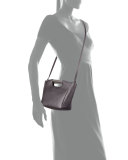 Small Metallic Tote Bag w/Shoulder Strap, Graphite