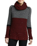 Birdseye-Knit Sweater W/ Removable Scarf