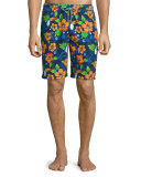 Tiki Toucan-Print Swim Trunks, Navy