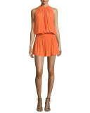 Paris Sleeveless Jewel-Neck Mini Dress, Tiger Lily