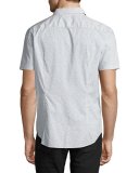 Dot-Print Slim-Fit Short-Sleeve Sport Shirt, Gray