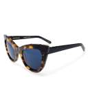 Puss and Boots Cat-Eye Sunglasses, Brown Tortoise