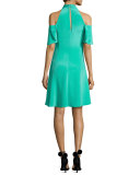 Avril Cold-Shoulder Silk Crepe de Chine Cocktail Dress