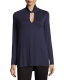 Bella Keyhole Turtleneck, Navy