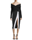 Off-The-Shoulder Surplice Long-Sleeve Sweater