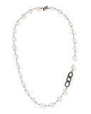 Baroque Pearl & Black Spinel Link Necklace, 35"