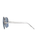 Rimless Oversized Square Sunglasses, White Gold