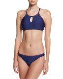 Stitch High-Neck Swim Top, Navy