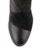Claude Patchwork Knee Boot, Black/Multi