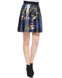 Loran Printed A-Line Skirt, Black/Multicolor