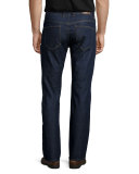 Straight-Leg Stretch-Denim Jeans, Indigo