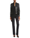 Laser-Cut Leather Jacket, Black